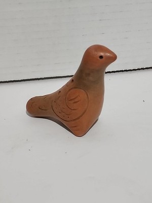 Primitive Terra Cotta Clay Art Redware Pottery Bird Ocarina Whistle Makers Mark