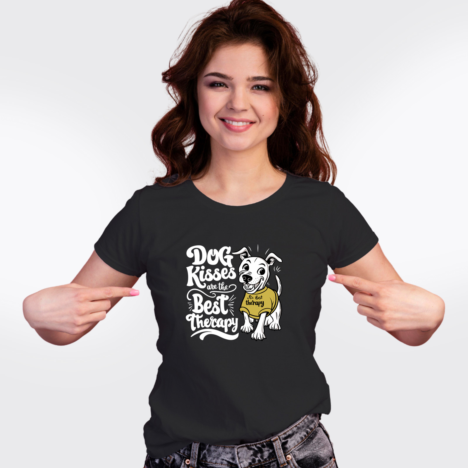 Dog Kisses Are the Best Therapy T-Shirt | Cute Dog Lover Tee | Funny Pet Gift
