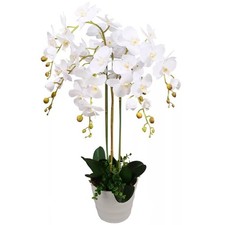 Artificial Orchid Plant Realistic White 85cm (3ft) Premium Indoor Home Gift UK