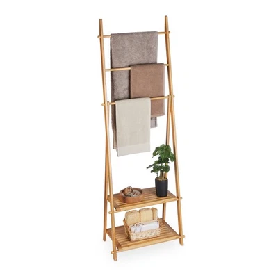Porte-serviettes valet de chambre en bambou pliable porte-serviettes en bambou - Photo 1/4
