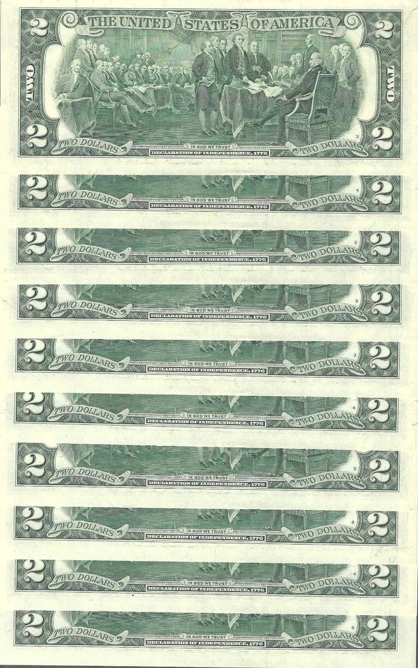 10 Consecutive 2003 $2 IA Block Federal Reserve Notes - Gem Crisp Uncirculated - Image 2 of 2