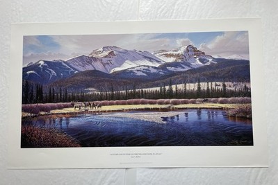 Larry Zabel Autumn Encounter On The Yellowstone Plateau Signed Ltd Ed Print COA