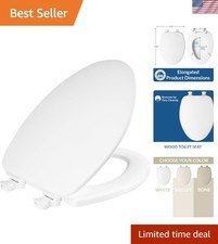 White Elongated Toilet Seat - Easy Install with Non-Corrosive Hardware
