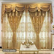 Vintage Pattern Curtain Set, 3 Tierd Blackout Cutains With Tie Back