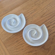 2 x White Spiral Ceramic Plate Snack Serving Dish Appetizer dishes / Olive dish