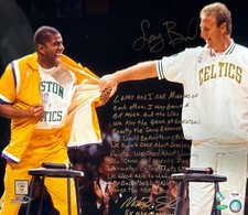 Magic Johnson & Larry Bird Signed 16x20 Photo W Hand Written Story PSA W52597