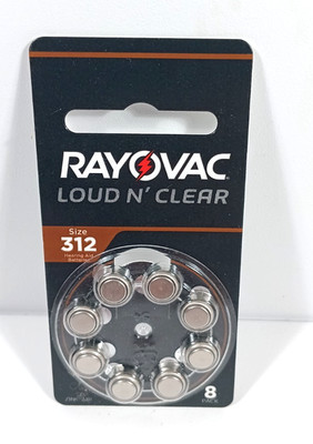 8pk Rayovac Size 312 Loud N Clear Hearing Aid Batteries - Nov 2026