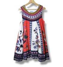 Anthropologie Maeve Cirque Boho Swing Dress Sleeveless Cotton Flax Size M