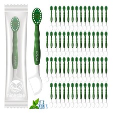 nicedae Disposable Mini Travel Toothbrush Bulk with Toothpaste 5in1 60Ct Port...