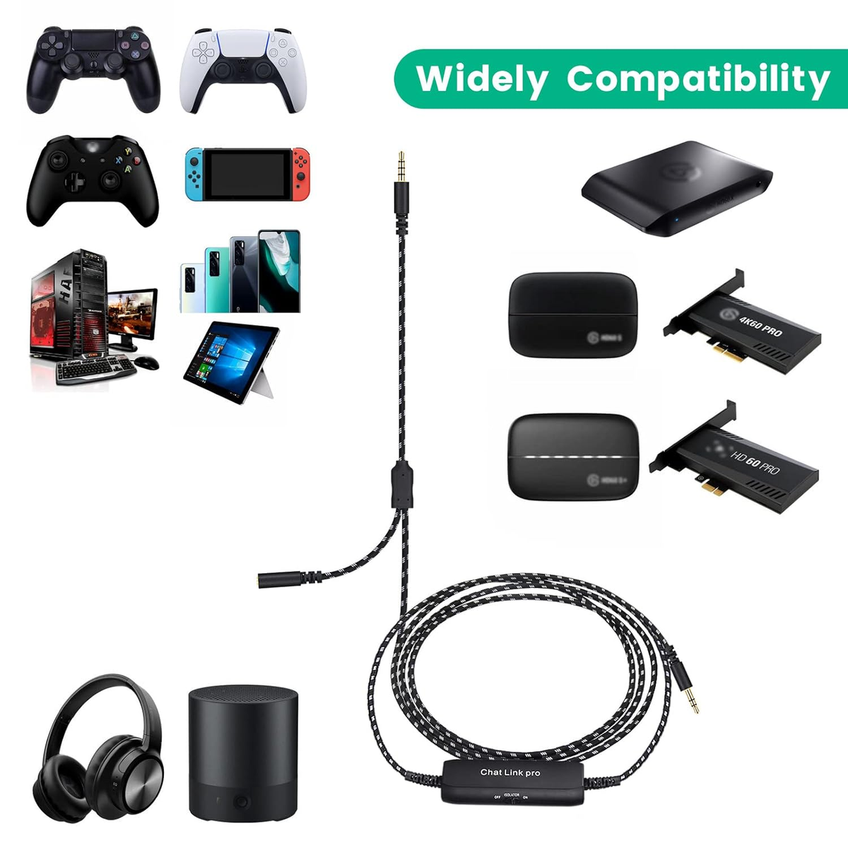 HD60 S Chat Link Pro Cable for Elgato HD60 X, HD60S plus Capture