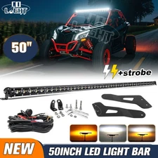 Roof 50" Amber/White Strobe LED Light Bar Mount Wire For Can Am Maverick X3 MAX