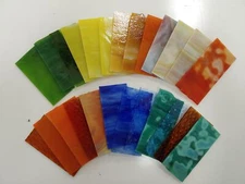 Stained Glass Variety Pack - 24 2" x 4" pieces of glass.