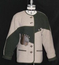 H. MOSER BEIGE GREEN WOOL JACKET Austria Women Winter THICK WARM Dress M B43"