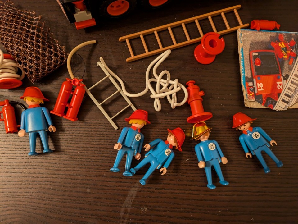 Vintage Playmobil 1981 Fire Engine With Figures & Accessories Used eBay