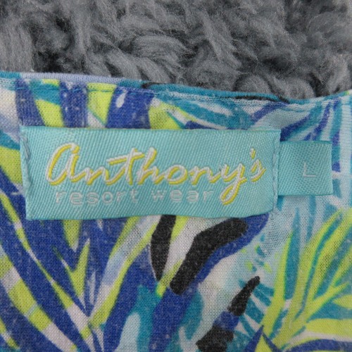 Anthony's Resort Wear Shirt Womens Large Blue Yellow Floral Pullover Top - Bild 10 von 15