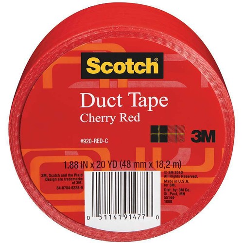 Scotch Solid Duct Tape 1.88"X20yd Cherry Red - Picture 2 of 4