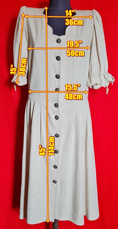 DRESS VINTAGE AUTHENTIC TRACHTEN HANDMADE OKTOBERFEST DIRNDL LINEN :US 12/EU 40 - Image 2 of 4