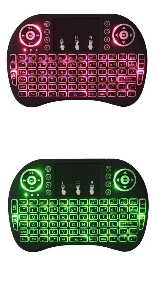 2.4gHz - Backlit Mini Wireless Handheld Keyboard Mouse Touchpad Black - 7 COLOR - Image 2 of 4