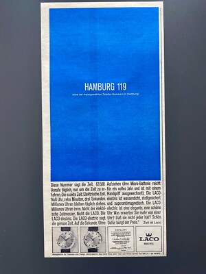 LACO-electric Laco electric Hamburg Original 1967 Vintage Watch Advert Werbung