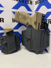 FN509c Compact tactical RH Owb Black kydex Holster +mag/carrier