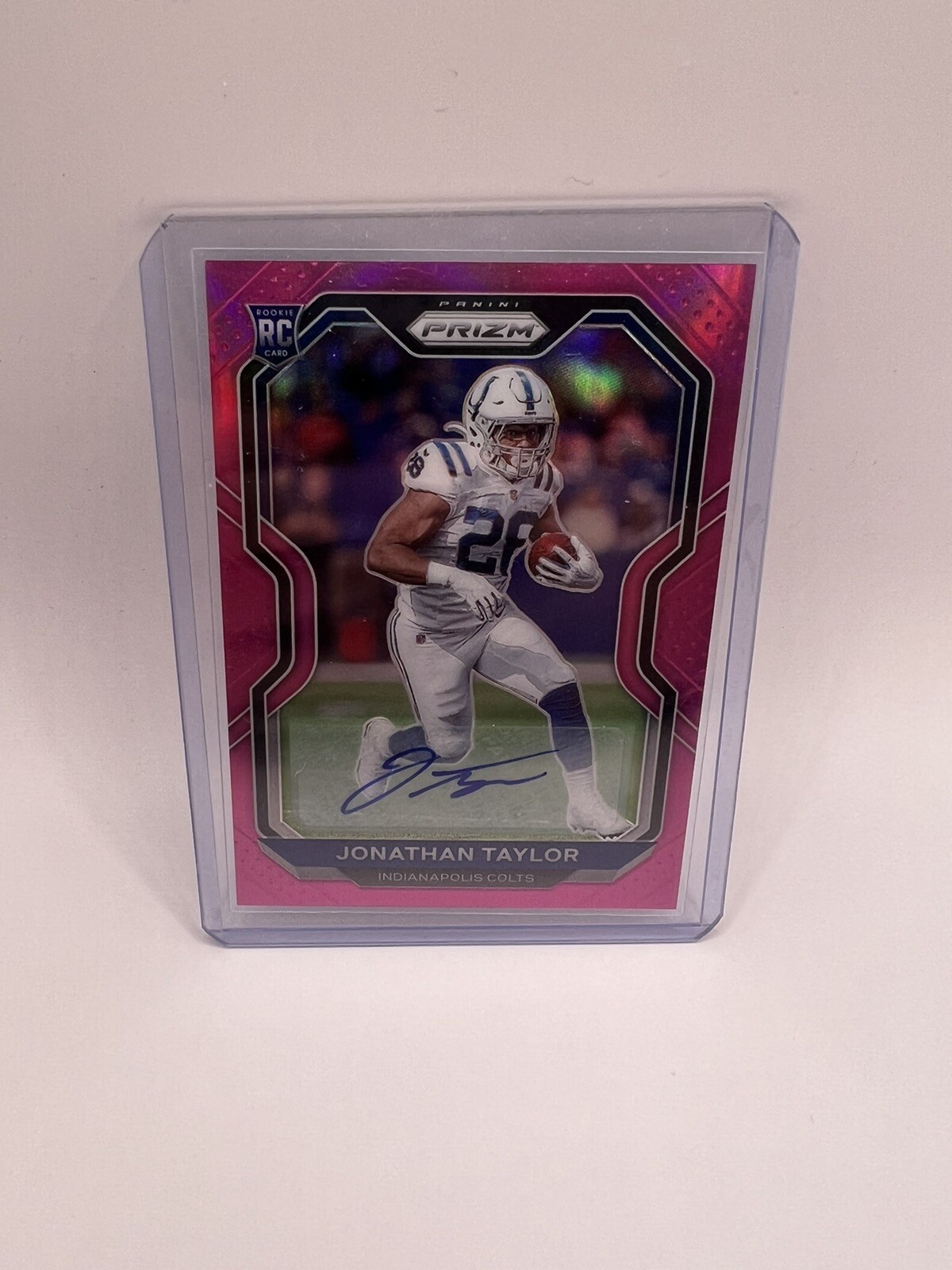 2020 PANINI PRIZM JONATHAN TAYLOR PINK ROOKIE CARD #332 AUTO COLTS