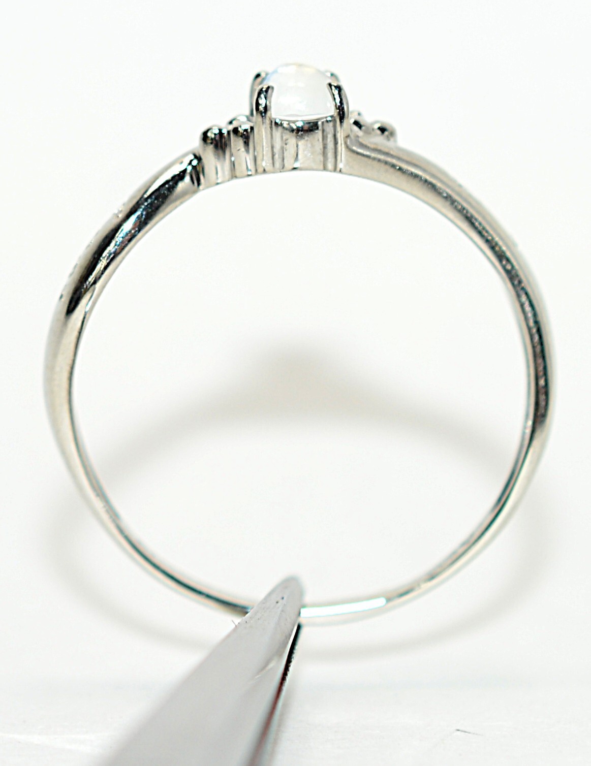 Natural Moonstone Ring Solid Platinum Solitaire R… - image 3