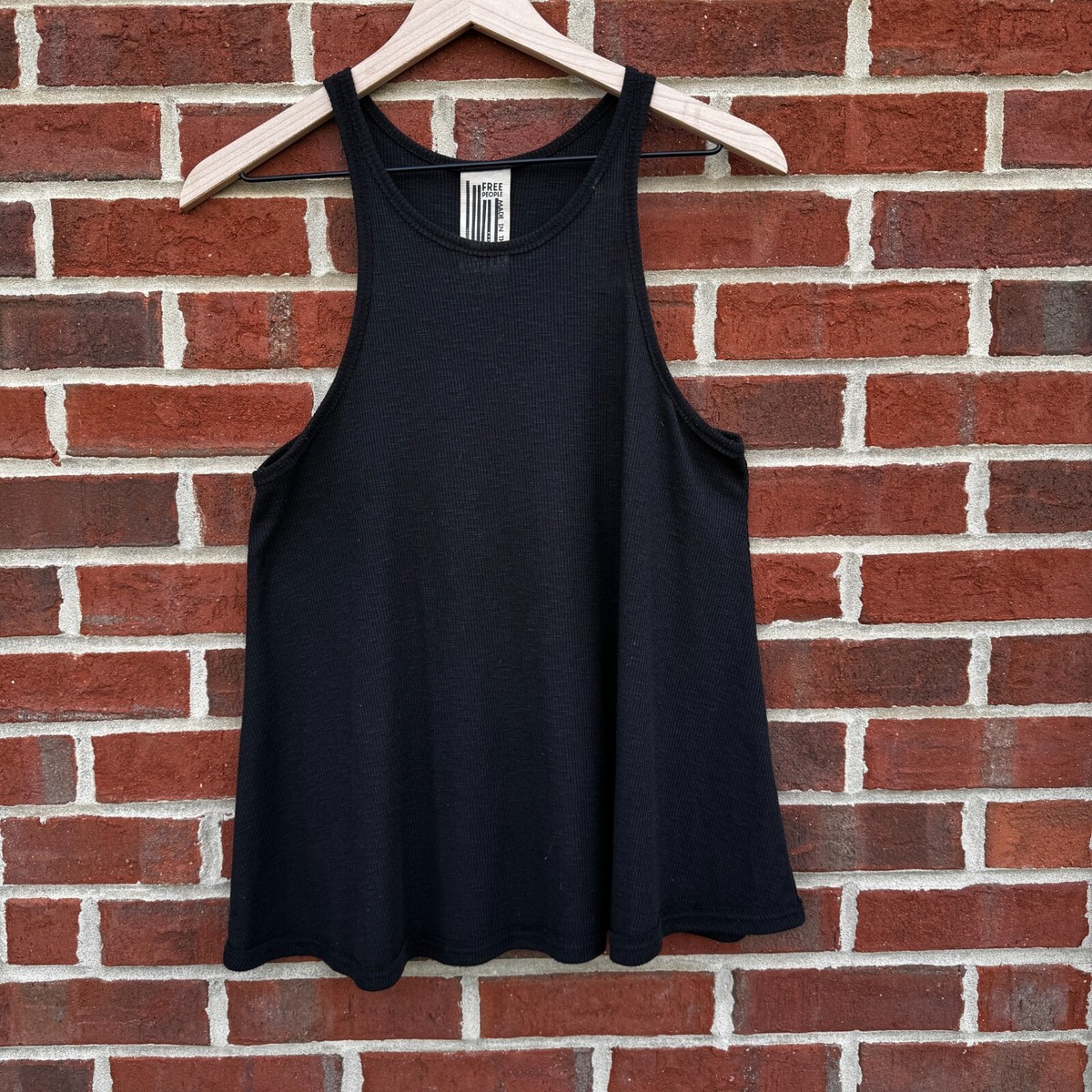 Free People Long Beach Swing Tank Top Medium Black Racerback