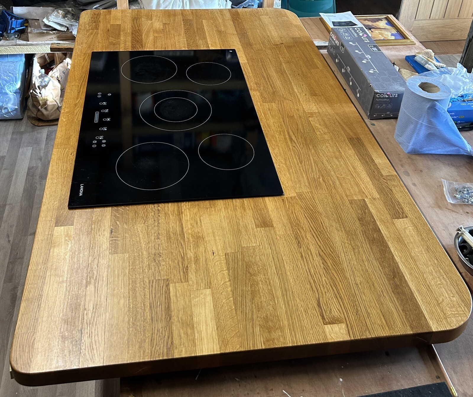 oak kitchen island worktop 154 x 90cm with Lamona 5 zone ceramic hob eBay