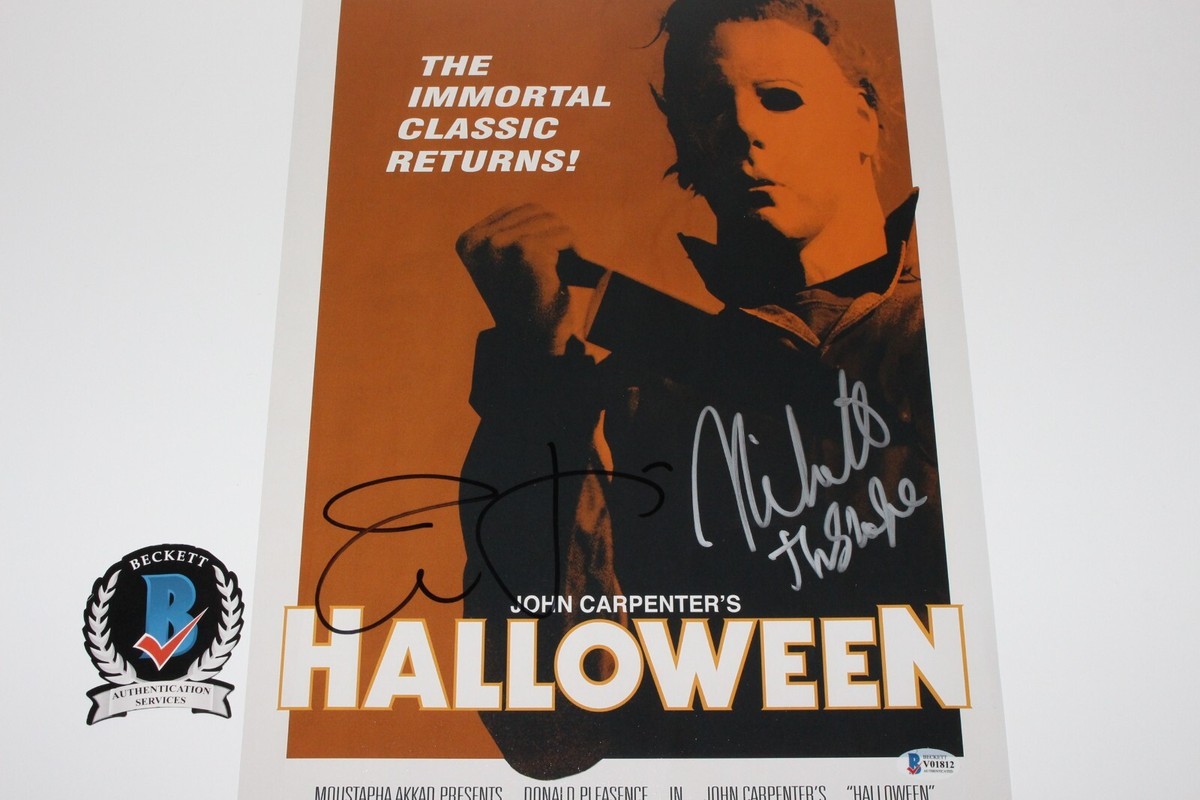 JAMIE LEE CURTIS NICK CASTLE SIGNED HALLOWEEN 12x18 MOVIE POSTER 1
