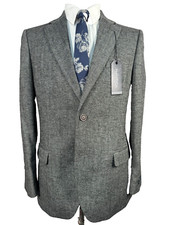 NEW NAUTICA Mens Gray HERRINGBONE ATHLETIC FIT Sport Coat Blazer Jacket 38R