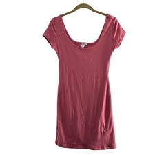 Rue21 Pink Scoop Neck Short Sleeve Mini Dress M Summer Blush Stretch Boho Y2K