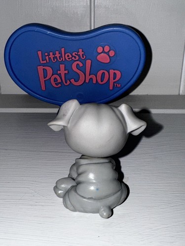 Authentic Littlest Pet Shop LPS #916 Gray & Purple Bulldog with Green Eyes EUC - Picture 3 of 6