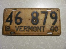 1940 VERMONT LICENSE PLATE FREE SHIPPING SEE MY OTHER PLATES