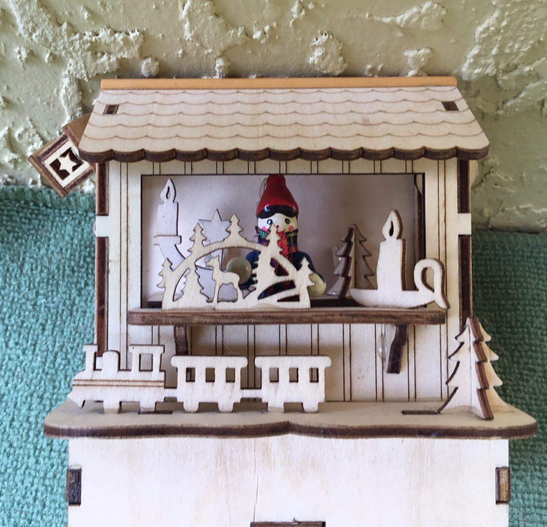 LED Wooden Cut Out Christmas Tabletop Decoration w/Christmas Shop - NEW