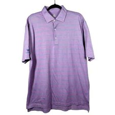Turtleson Tour Performance Large Purple Stripe Short Sleeve Polo Shirt with Logo