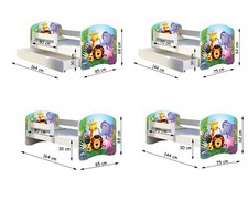 Kinderbett 70x140, 80x160, 80x180cm Juniorbett, Kind, Motiv, Schublade CLAMARO
