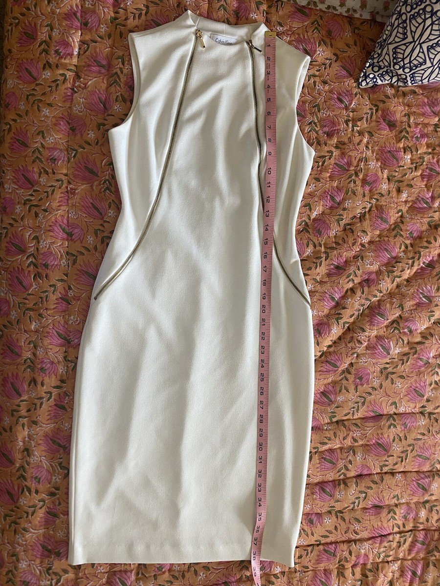Calvin Klein White Dress W/ Accent Gold Zippers Size 2 | eBay Calvin Klein White Dress W/ Accent Gold Zippers Size 2 | eBay