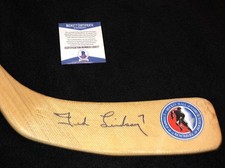 Ted Lindsay Signed Detroit Red Wings Painted HOF Stat Hockey Stick Beckett COA
