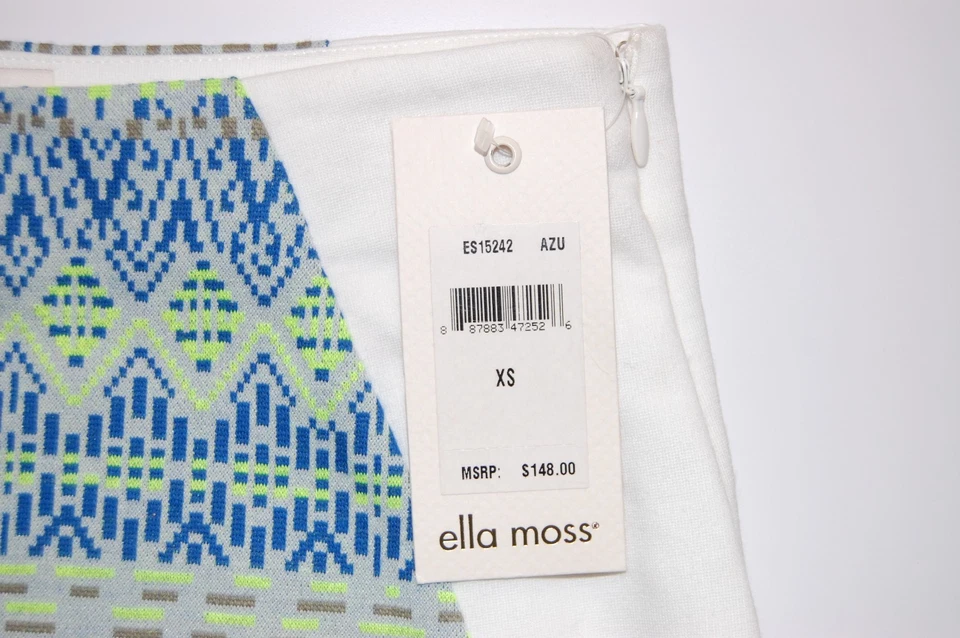 Falda Lápiz Ella Moss Estampado 'Paz', X-Small XS, Color Azul, Nueva con Etiquetas, $148 Foto 4 de 4