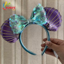 Disney Parks Minnie Ears Party Mermaid Ariel Purple Iridescent Headband Limited