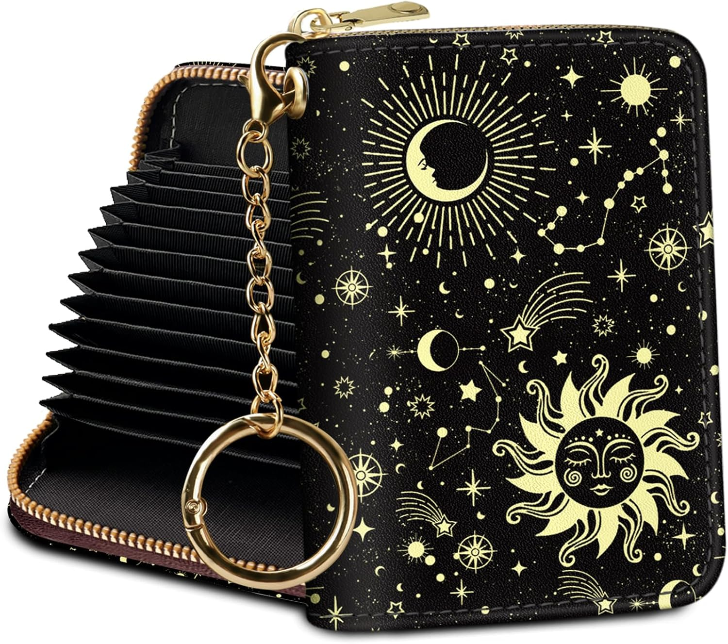 Slim RFID Blocking Credit Card Holder Wallet for Women with Keychain-image