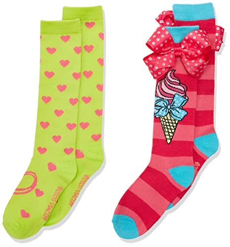 JoJo Siwa Girls' Big 2 Pack Knee High Socks 6-8.5 Pink Bow - Picture 1 of 3