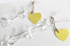 20 Lemon Yellow Pearl Heart Message Wish Tree Tags + Twine Wedding Baby Shower