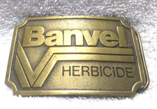Banvel Herbicide Velsicol Gold Tone Brass Belt Buckle Great Vintage Shape