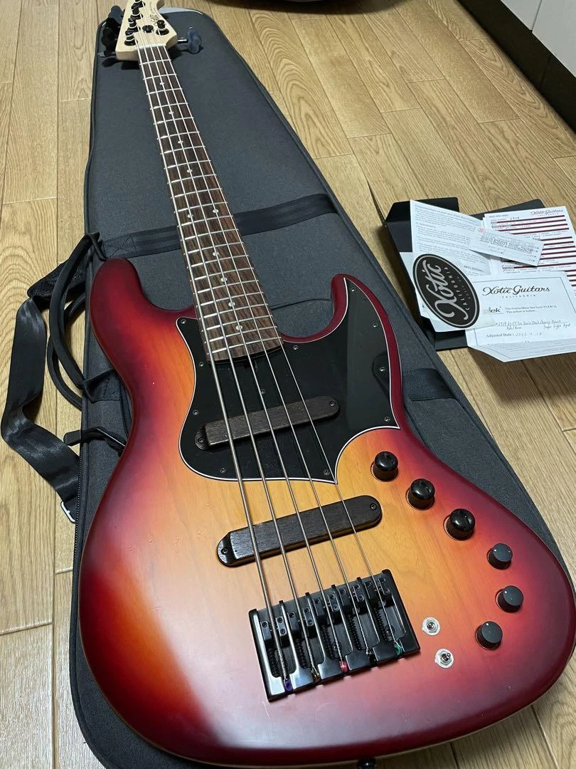 Electric Bass Guitar Xotic Custom XJ-1T Dark Cherry Burst 5 String 