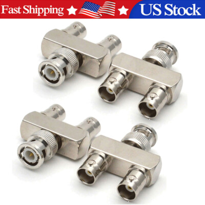 4X BNC Male to 2 Dual BNC Female Splitter 3 Way Y T Triple RF Adapter Connector#