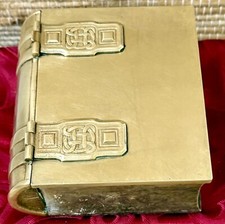 Antique Art Deco Brass & Marble Book Shape Je...