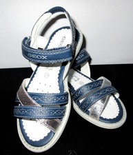GEOX Shoes Respira Sandals JS. Milk F Geobuck Navy/Silver Size 10 1/2