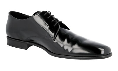PRADA Polished Leather Derby Dress Suit Shoes 2EE053 Black 