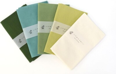 KOMESICHI IROHA Tenugui Towel Kitchen Gauze Cotton 100% Green White 5pcs Japan
